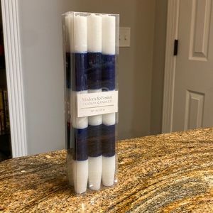 Zodax Modern & Festive Formal Candles 10" Set of 6 Navy Blue & White